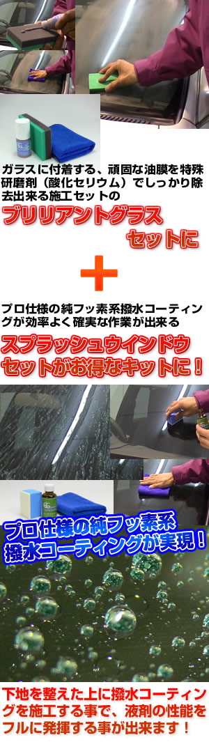 ガラス撥水コート 50ml フルキット (油膜除去・ガラス撥水コート 施工セット)